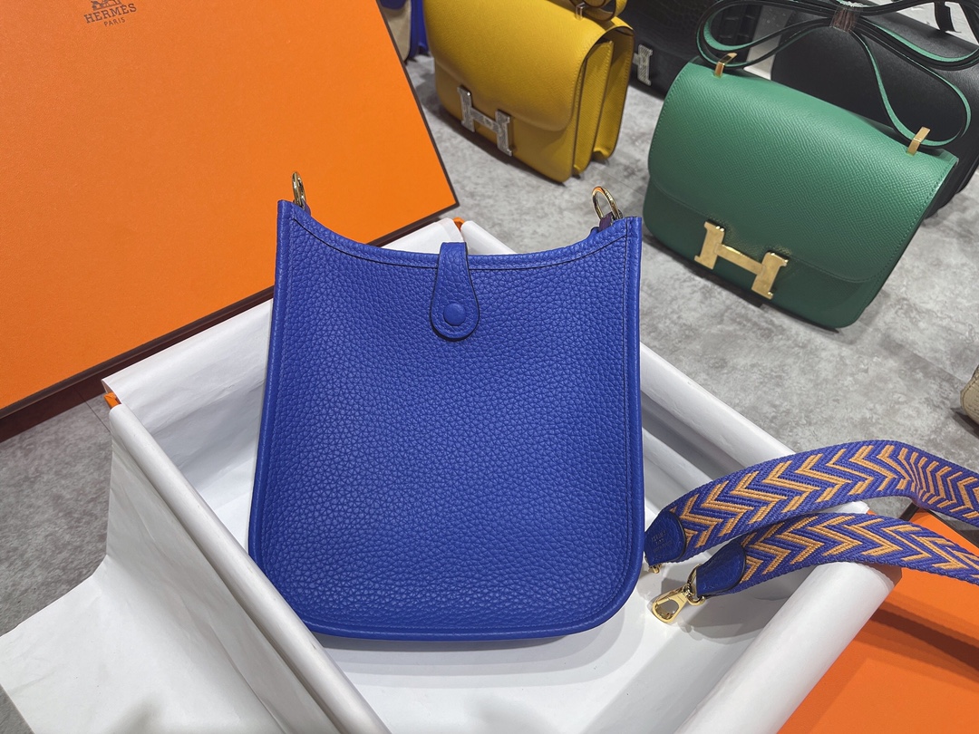 Hermes Evelyne 16 Amazone TPM Shoulder Bag In Blue Electric Clemence Leather